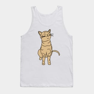 Cute Cat Minimal Line Drawing Tank Top